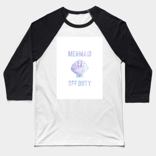 Mermaid Off Duty - Purple Seashell White Background Baseball T-Shirt